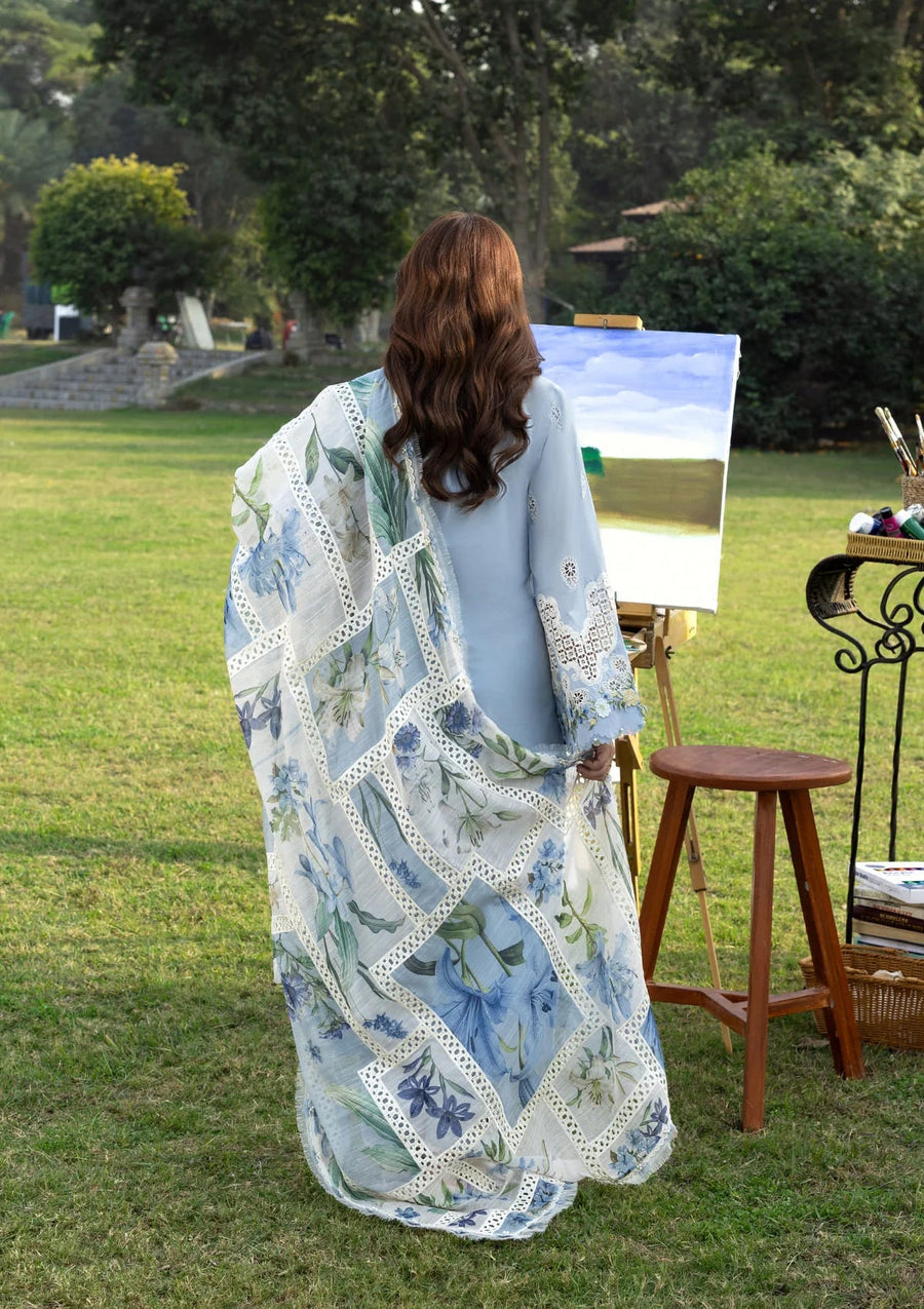 Elaf Premium Embroidered Luxury Dhanak Unstitched 3Pc Suit ELY-01B SERENITY