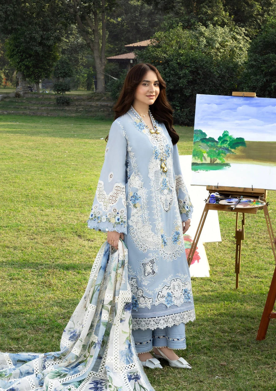 Elaf Premium Embroidered Luxury Dhanak Unstitched 3Pc Suit ELY-01B SERENITY
