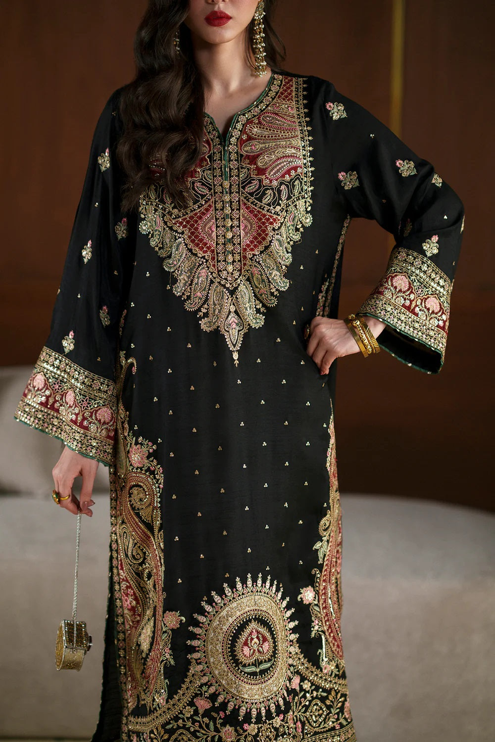 Pehnawa Luxury Raw Silk Embroidered Unstitched 3PC Suit-Kaftan