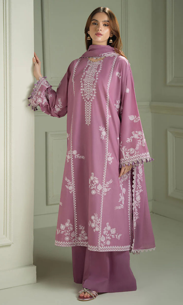 ORCHID GLAZE- 3PC EMBROIDERED DHANAK SUIT