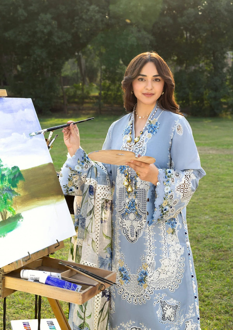 Elaf Premium Embroidered Luxury Dhanak Unstitched 3Pc Suit ELY-01B SERENITY