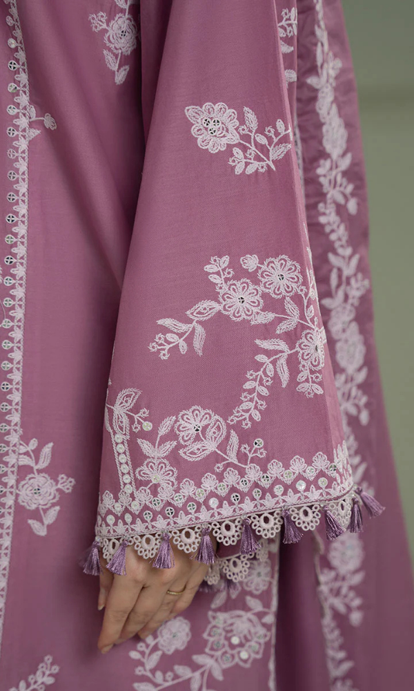 ORCHID GLAZE- 3PC EMBROIDERED DHANAK SUIT
