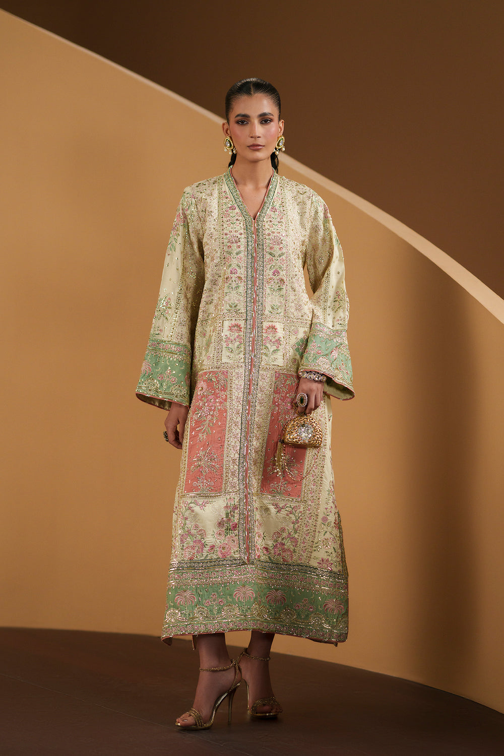 Luxury Floral Embroidered Kaftan – Pure Viscose Raw Silk