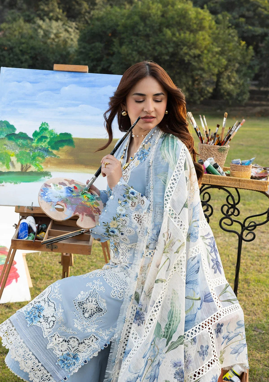 Elaf Premium Embroidered Luxury Dhanak Unstitched 3Pc Suit ELY-01B SERENITY