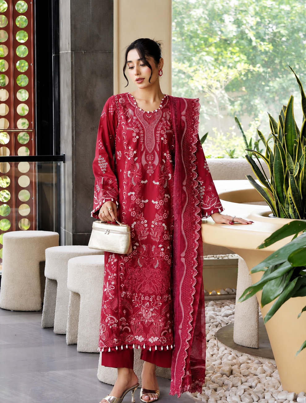 Aneelas Dhanak Embroidered 3pc