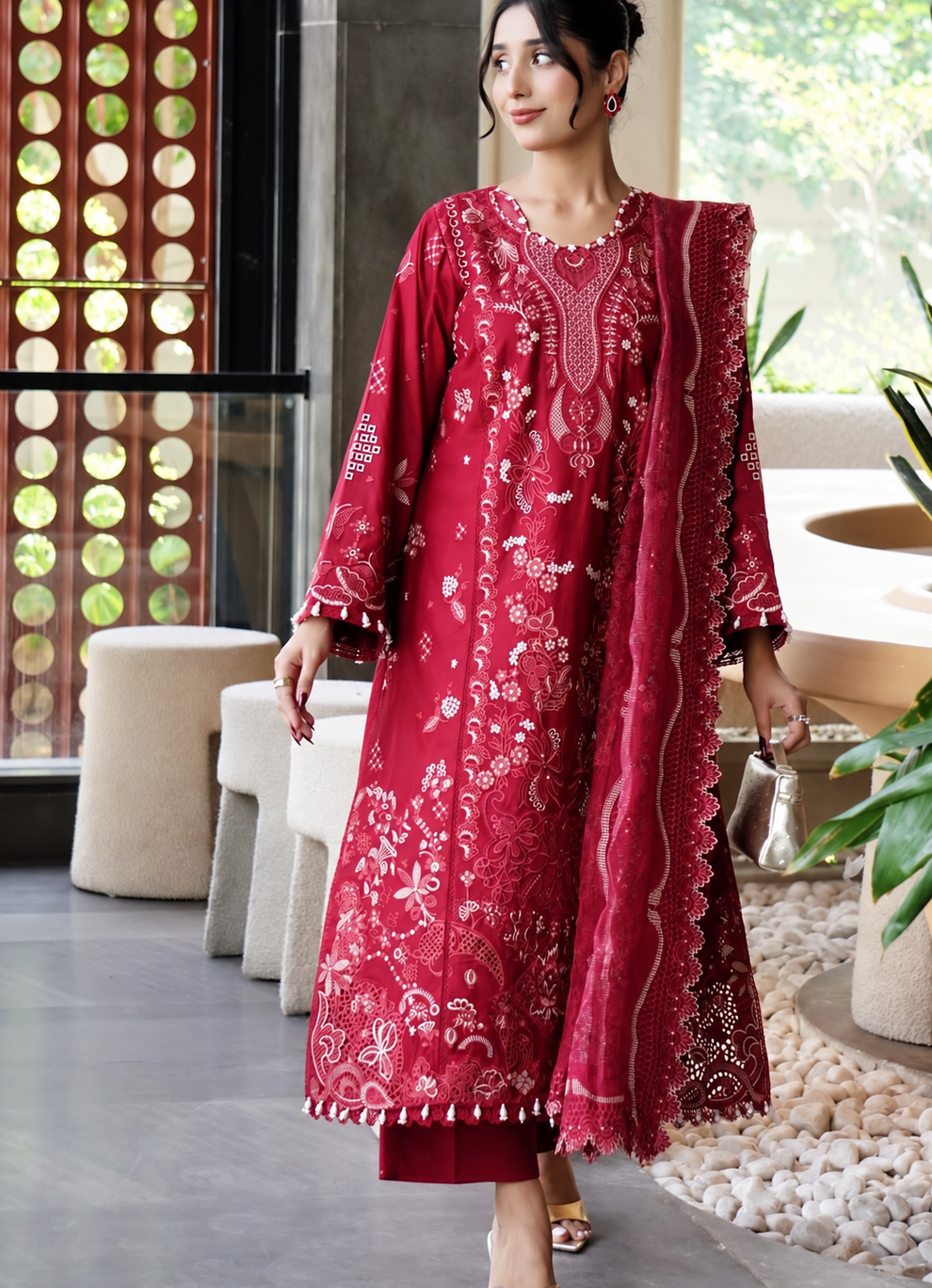 Aneelas Dhanak Embroidered 3pc