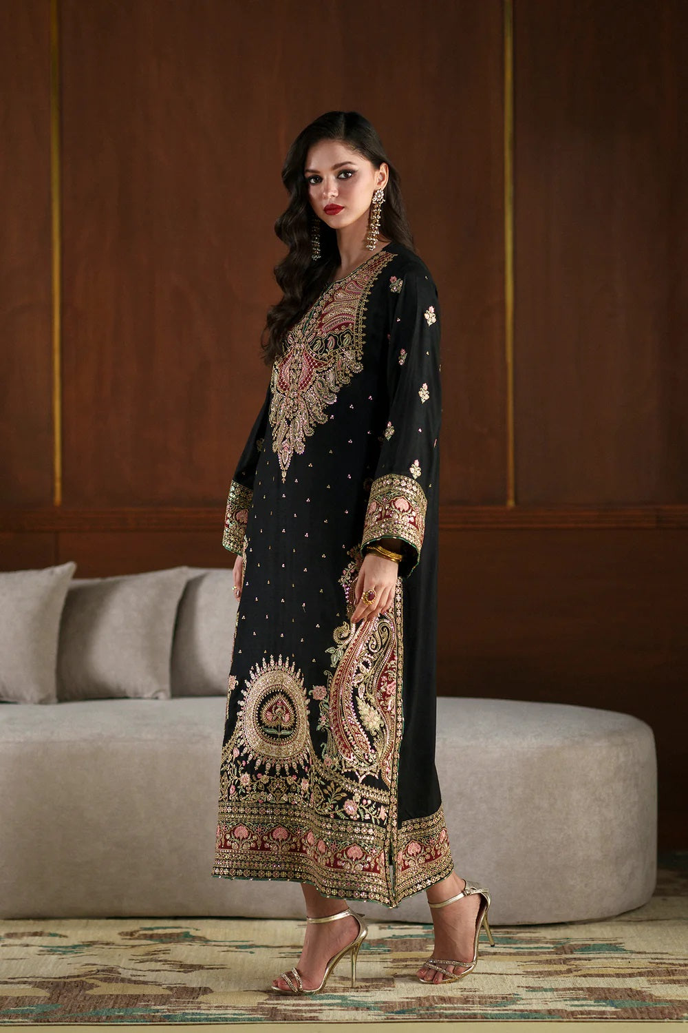 Pehnawa Luxury Raw Silk Embroidered Unstitched 3PC Suit-Kaftan